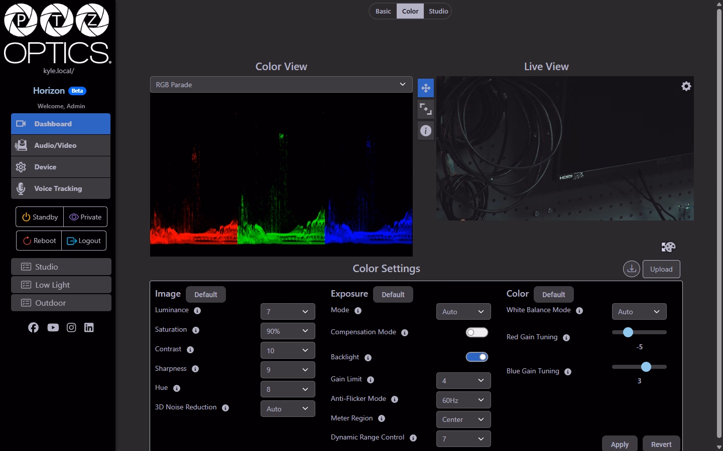 Image of the color view screen