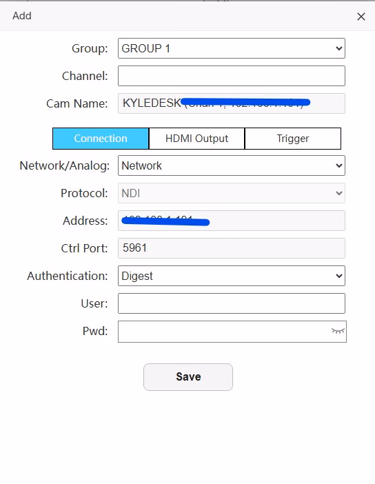 image of Connection Tab