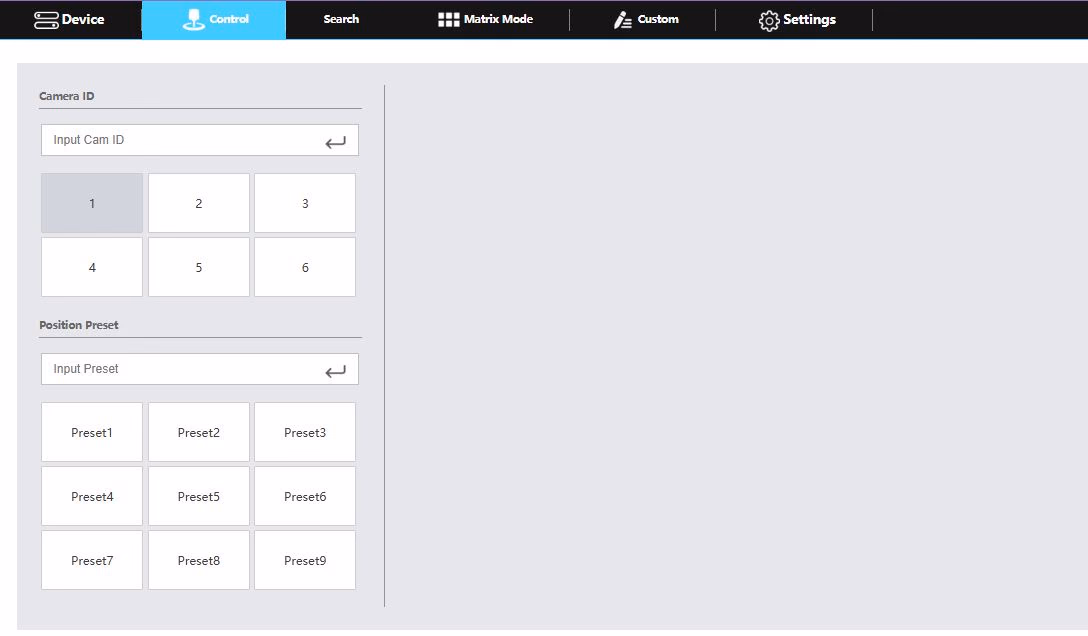 Screenshot of the joystick's web UI control window