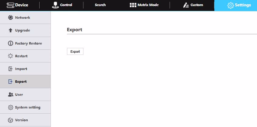Image of the export settings feature