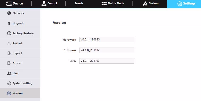 Image showcasing the firmware version