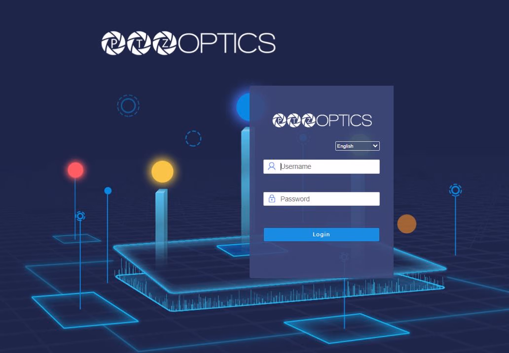 Screenshot of the joystick's Web UI login page