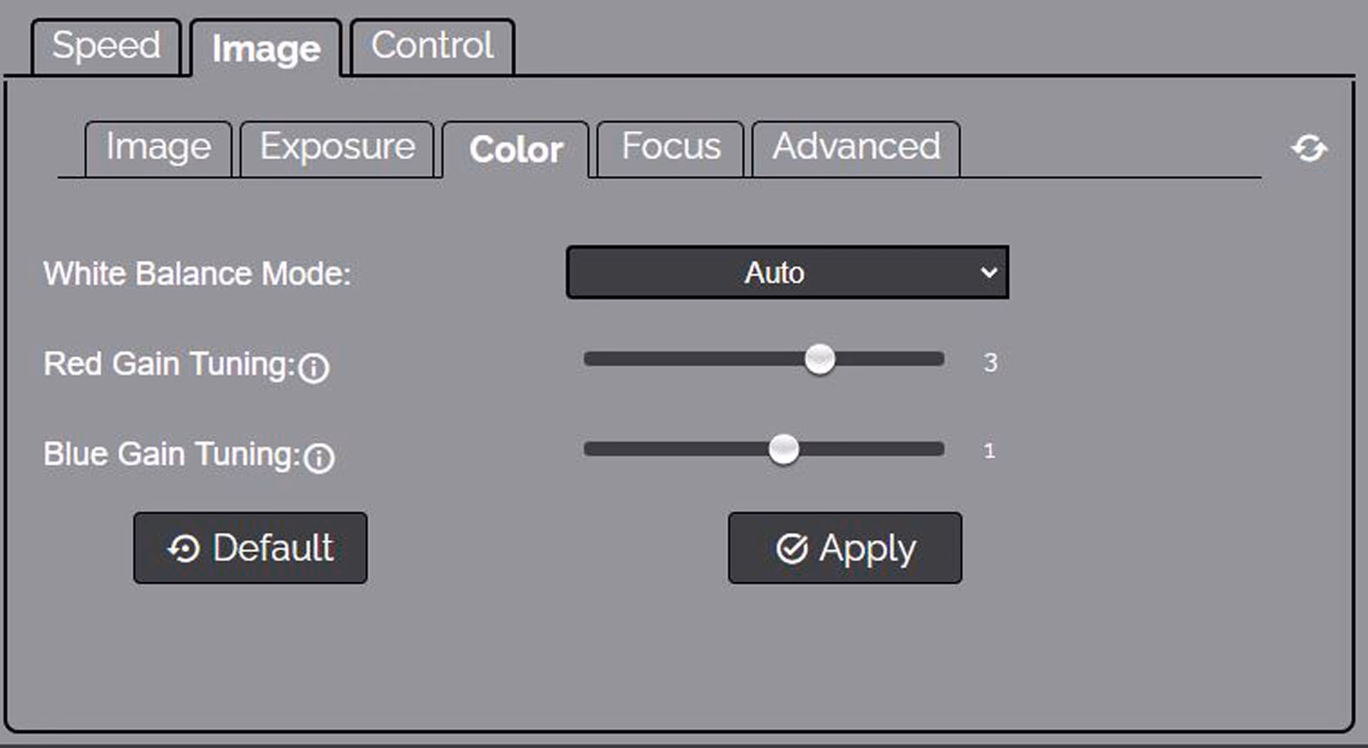 Image of the color settings menu