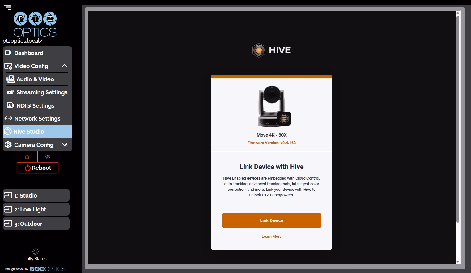 Image of Hive Studio button in the left-hand navigation bar