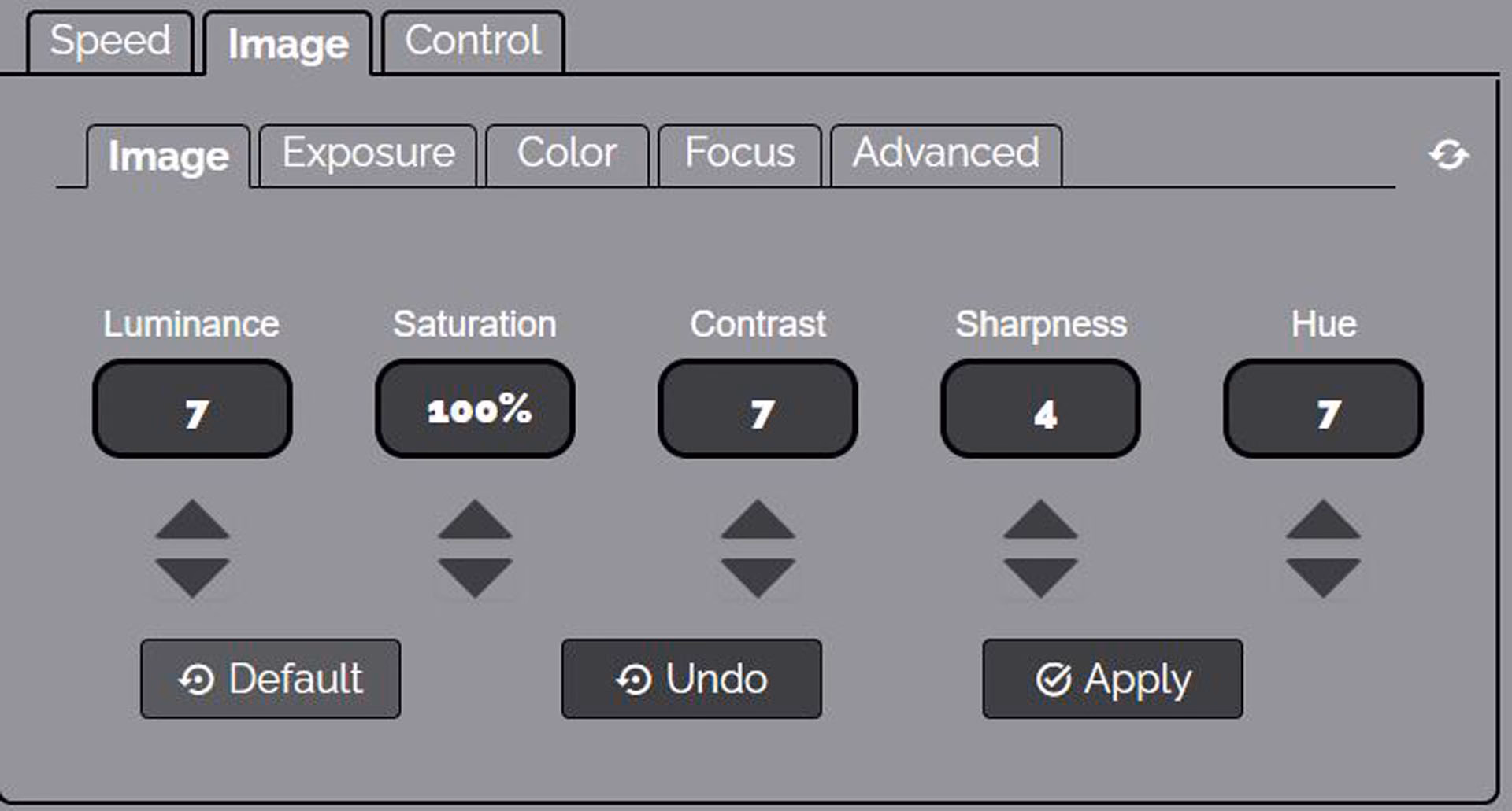 Image of the image settings menu