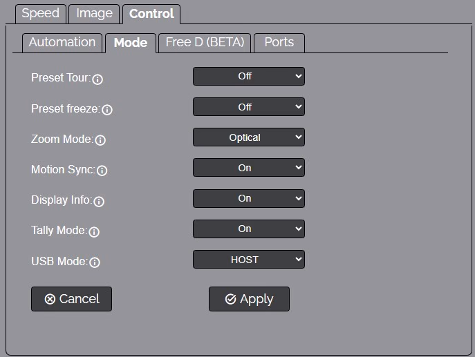 Image of the control menu