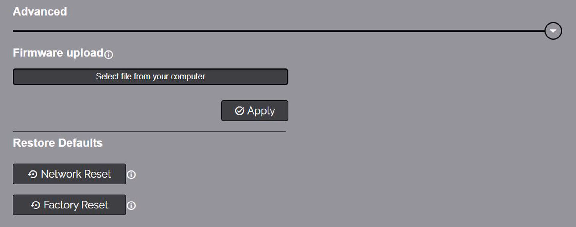 Image of firmware drop down.