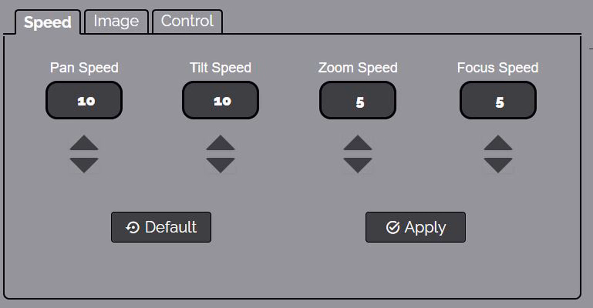 Image of the speed settings menu