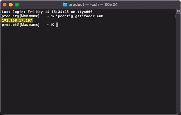 screen capture of the Apple command terminal