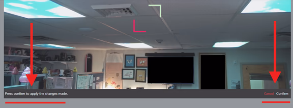 Confirm button to enable the defined Pan/Tilt Limit