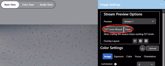 P/T Limit Wizard button in the Horizon settings menu